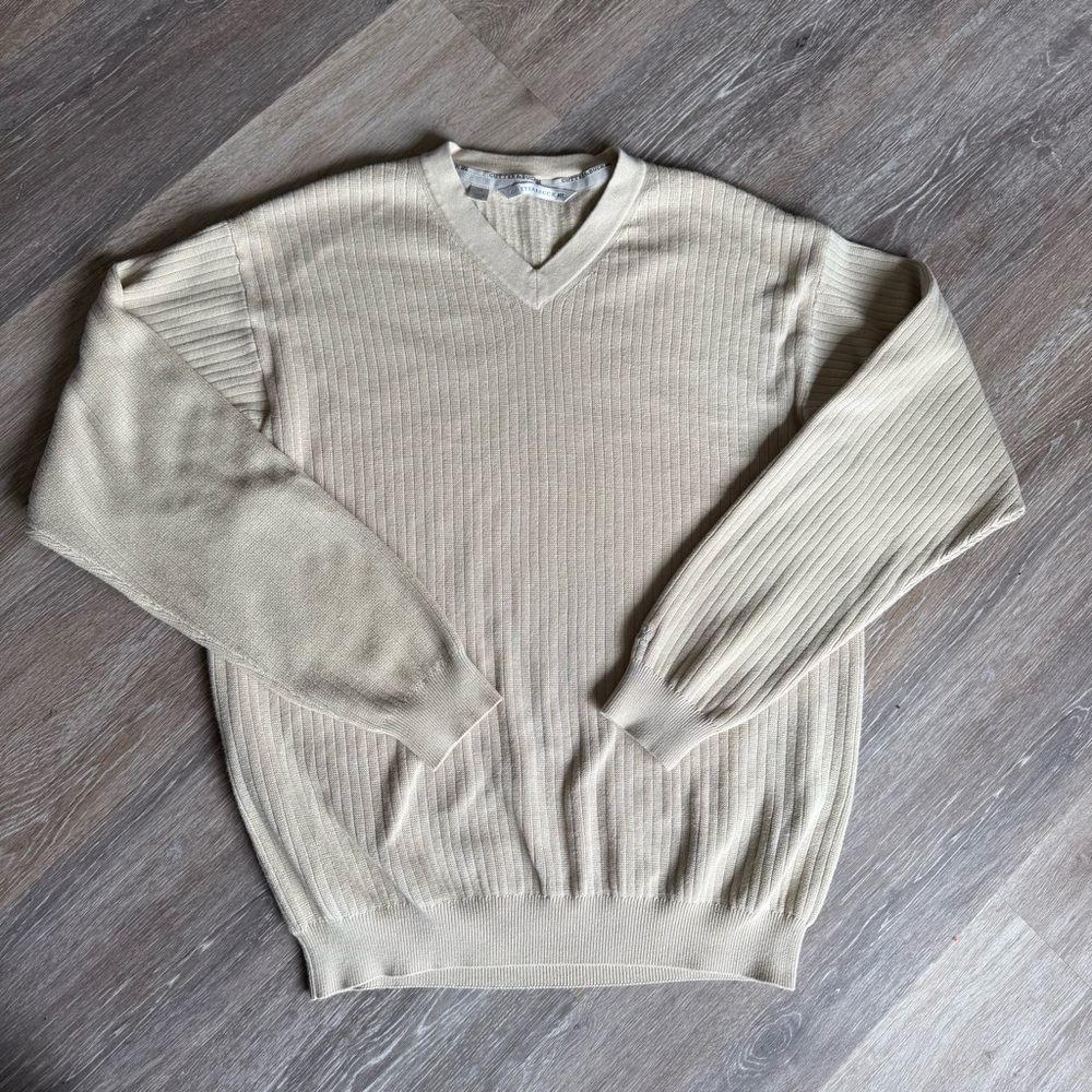 Cutter & Buck Men's Beige V-Neck Sweater